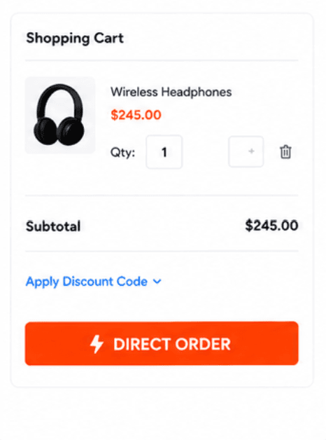 Shopping cart with Direct Order button