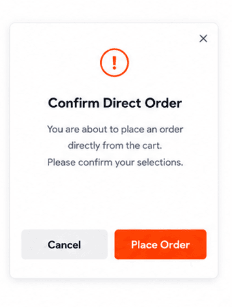 Direct Order confirmation dialog